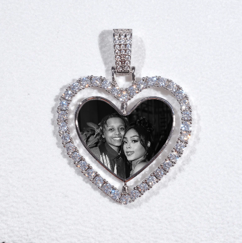 3D Spinning 2-Faced Heart Custom Picture Pendant