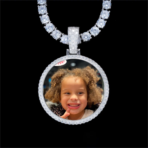 925S & VVS Moissanite 3D Circle Custom Picture Pendant