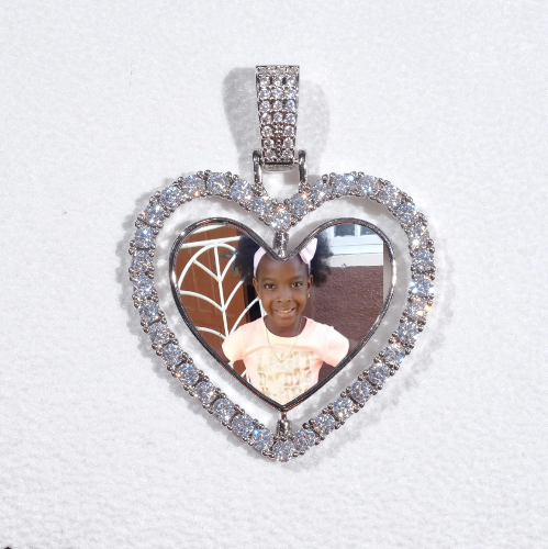 3D Spinning 2-Faced Heart Custom Picture Pendant