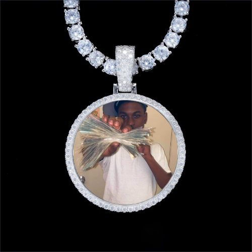 925S & VVS Moissanite 3D Circle Custom Picture Pendant