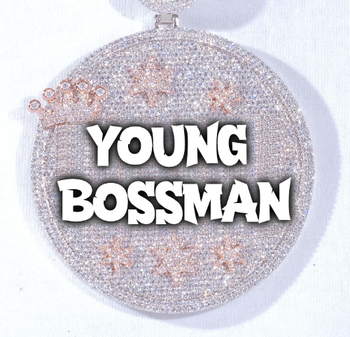 CUSTOM LETTER NECKLACE 3D BIG CROWN DISC