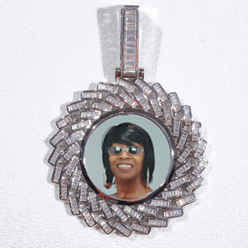 Large 3D Baguette Custom Picture Pendant