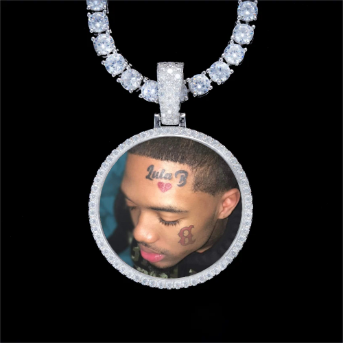925S & VVS Moissanite 3D Circle Custom Picture Pendant