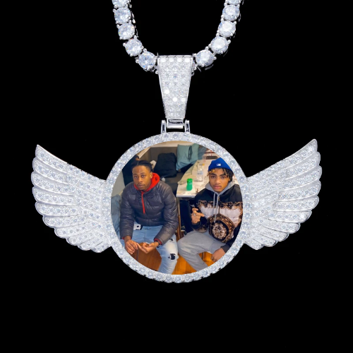 925S & VVS Moissanite 3D Wing Custom Picture Pendant