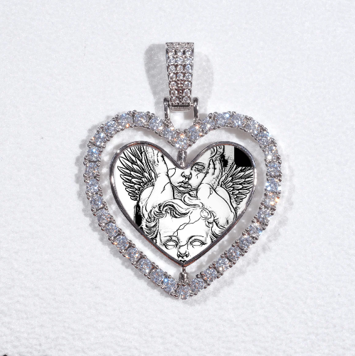 3D Spinning 2-Faced Heart Custom Picture Pendant