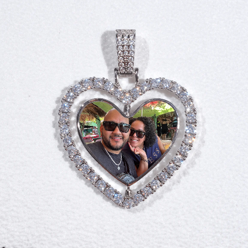 3D Spinning 2-Faced Heart Custom Picture Pendant