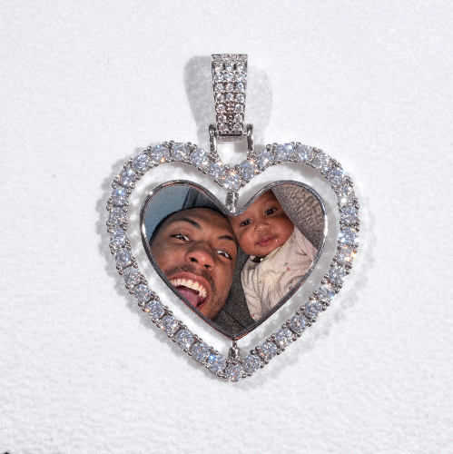 3D Spinning 2-Faced Heart Custom Picture Pendant