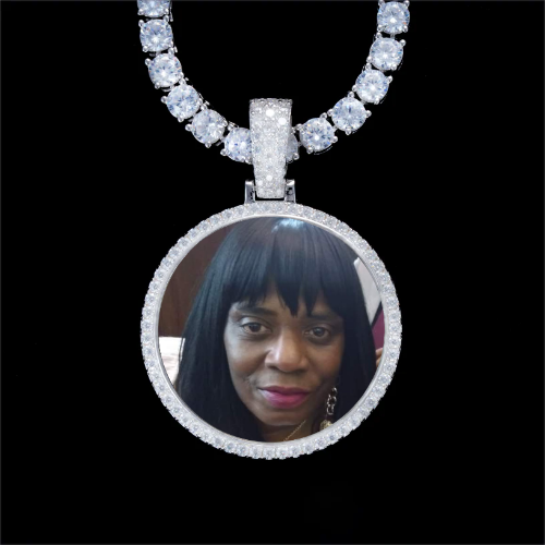 925S & VVS Moissanite 3D Circle Custom Picture Pendant