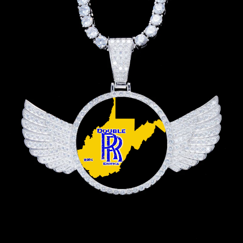 925S & VVS Moissanite 3D Wing Custom Picture Pendant