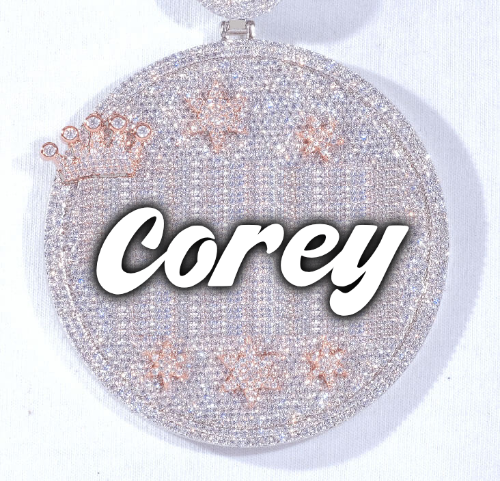 CUSTOM LETTER NECKLACE 3D BIG CROWN DISC