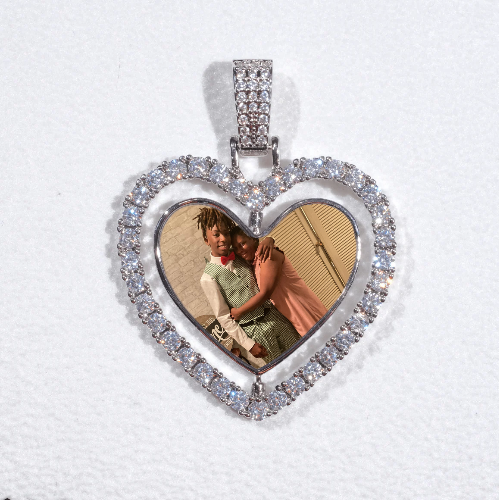 3D Spinning 2-Faced Heart Custom Picture Pendant