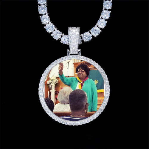 925S & VVS Moissanite 3D Circle Custom Picture Pendant