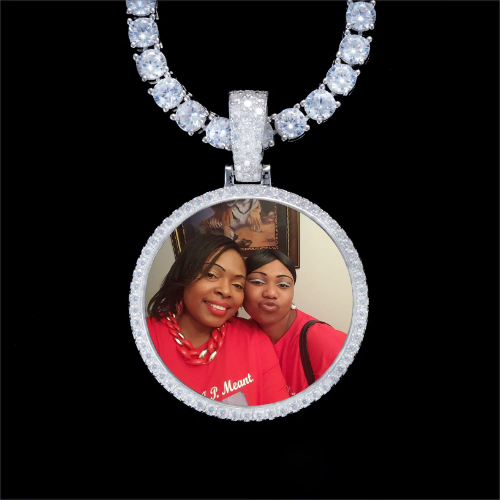 925S & VVS Moissanite 3D Circle Custom Picture Pendant