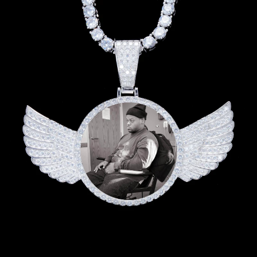 925S & VVS Moissanite 3D Wing Custom Picture Pendant