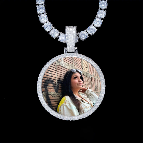 925S & VVS Moissanite 3D Circle Custom Picture Pendant