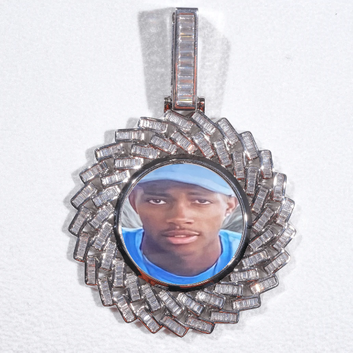 Large 3D Baguette Custom Picture Pendant