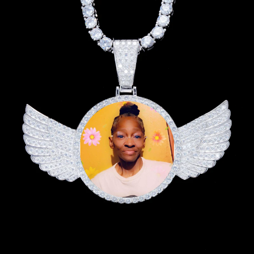 925S & VVS Moissanite 3D Wing Custom Picture Pendant