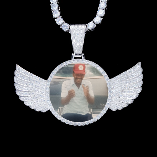 925S & VVS Moissanite 3D Wing Custom Picture Pendant
