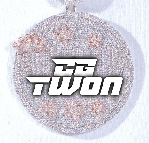 CUSTOM LETTER NECKLACE 3D BIG CROWN DISC
