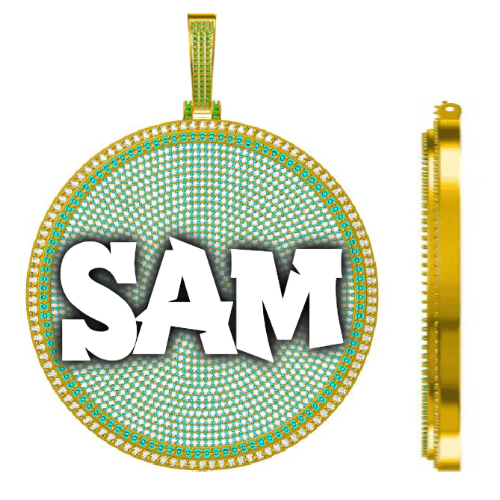 CUSTOM LETTER NECKLACE 3D BIG DISC
