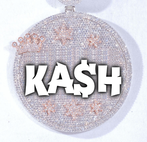 CUSTOM LETTER NECKLACE 3D BIG CROWN DISC