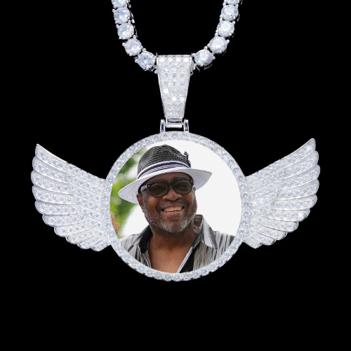 925S & VVS Moissanite 3D Wing Custom Picture Pendant