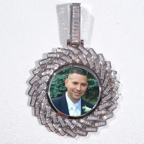 Large 3D Baguette Custom Picture Pendant