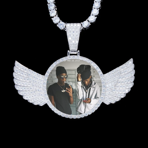 925S & VVS Moissanite 3D Wing Custom Picture Pendant