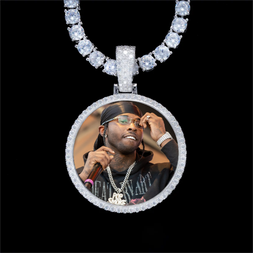 925S & VVS Moissanite 3D Circle Custom Picture Pendant