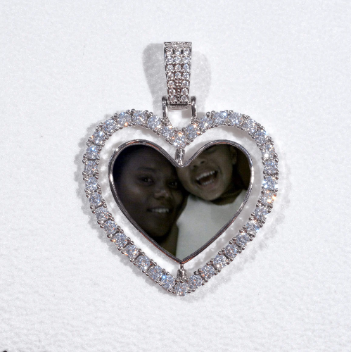 3D Spinning 2-Faced Heart Custom Picture Pendant