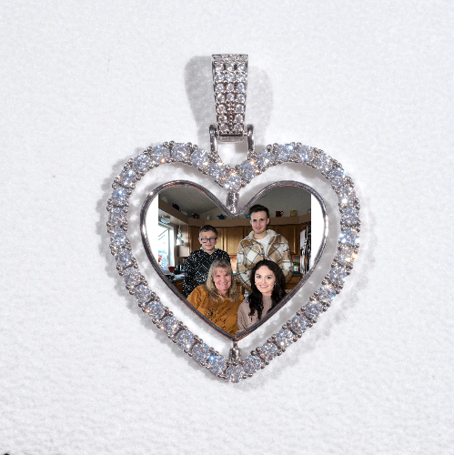 3D Spinning 2-Faced Heart Custom Picture Pendant