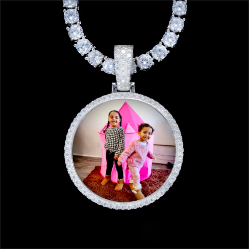 925S & VVS Moissanite 3D Circle Custom Picture Pendant