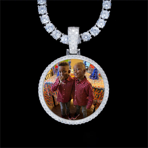 925S & VVS Moissanite 3D Circle Custom Picture Pendant