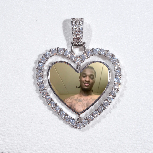 3D Spinning 2-Faced Heart Custom Picture Pendant