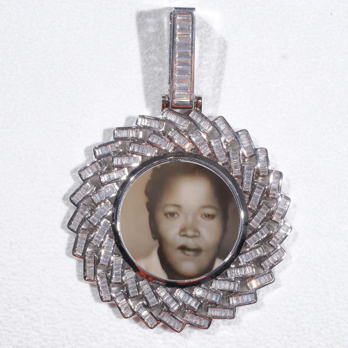 Large 3D Baguette Custom Picture Pendant