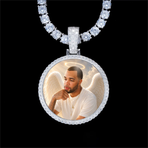 925S & VVS Moissanite 3D Circle Custom Picture Pendant