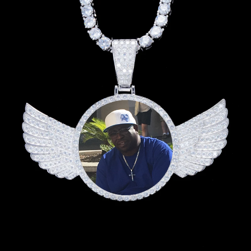 925S & VVS Moissanite 3D Wing Custom Picture Pendant