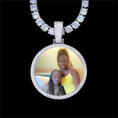 925S & VVS Moissanite 3D Circle Custom Picture Pendant