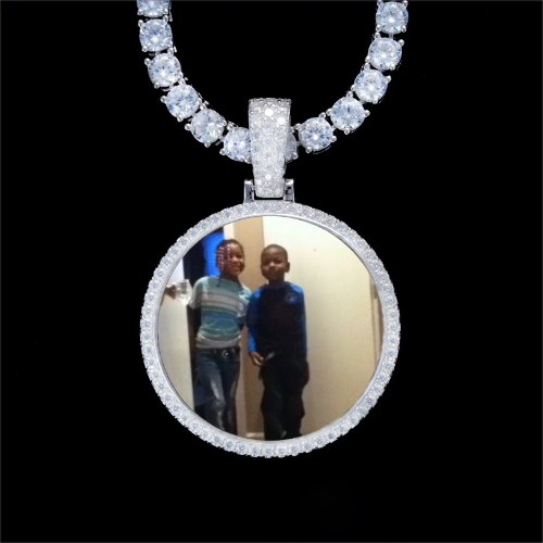 925S & VVS Moissanite 3D Circle Custom Picture Pendant