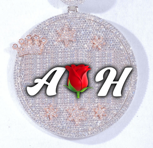 CUSTOM LETTER NECKLACE 3D BIG CROWN DISC