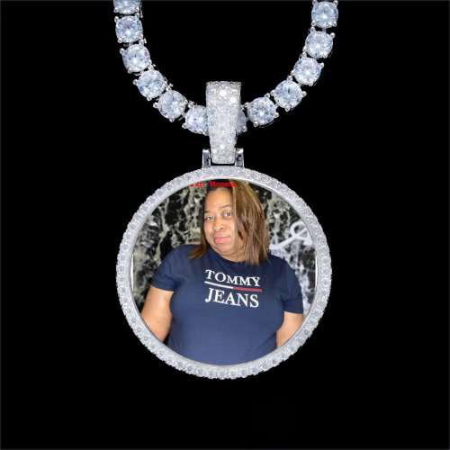 925S & VVS Moissanite 3D Circle Custom Picture Pendant