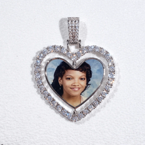 3D Spinning 2-Faced Heart Custom Picture Pendant