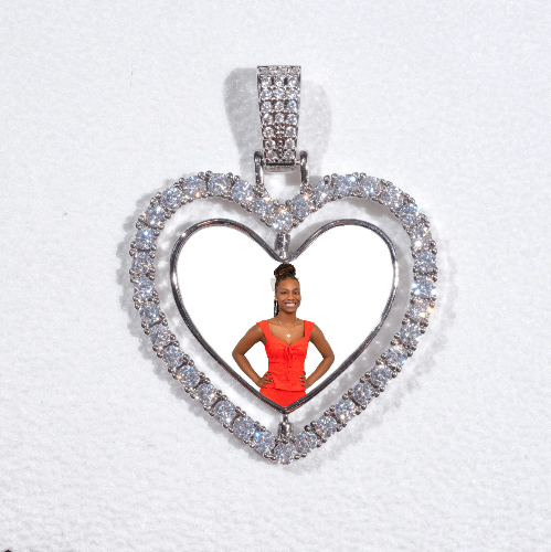 3D Spinning 2-Faced Heart Custom Picture Pendant