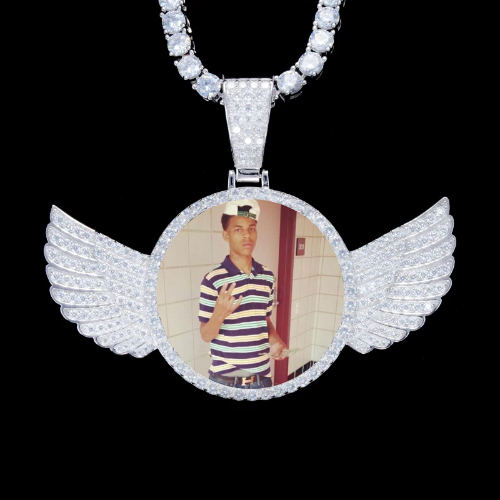925S & VVS Moissanite 3D Wing Custom Picture Pendant