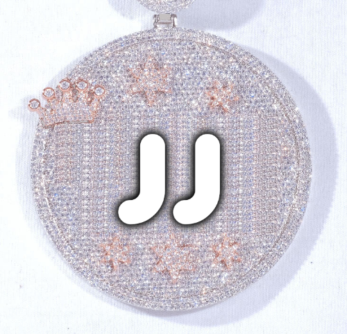 CUSTOM LETTER NECKLACE 3D BIG CROWN DISC