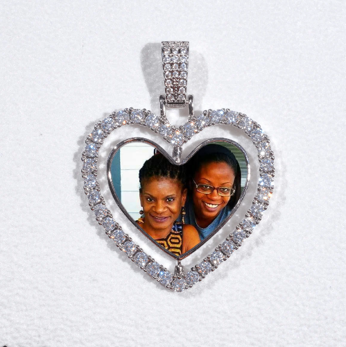 3D Spinning 2-Faced Heart Custom Picture Pendant