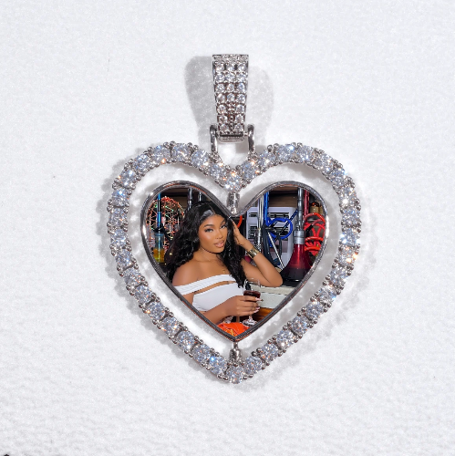 3D Spinning 2-Faced Heart Custom Picture Pendant