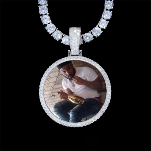 925S & VVS Moissanite 3D Circle Custom Picture Pendant