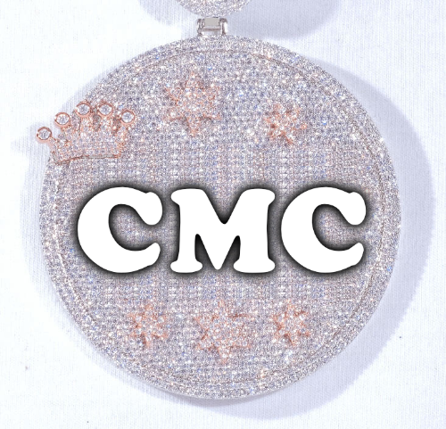 CUSTOM LETTER NECKLACE 3D BIG CROWN DISC