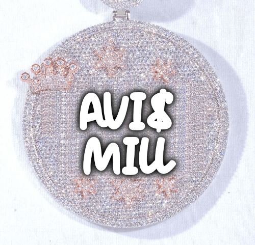 CUSTOM LETTER NECKLACE 3D BIG CROWN DISC